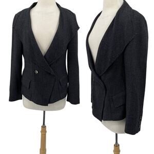 Victor Alfaro Wool Blend Blazer Jacket Double Breasted Oversized Collar Gray 8